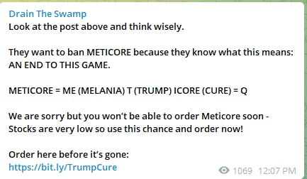 A post on Telegram from Drain The Swamp