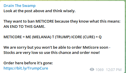 A post on Telegram from Drain The Swamp