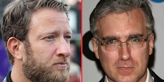 Dave Portnoy looking off camera (L) and Keith Olbermann looking int camera (R).