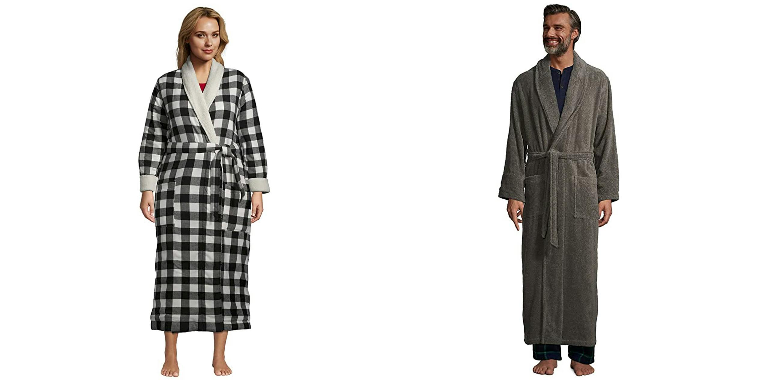 A Land's End robe on men and women.