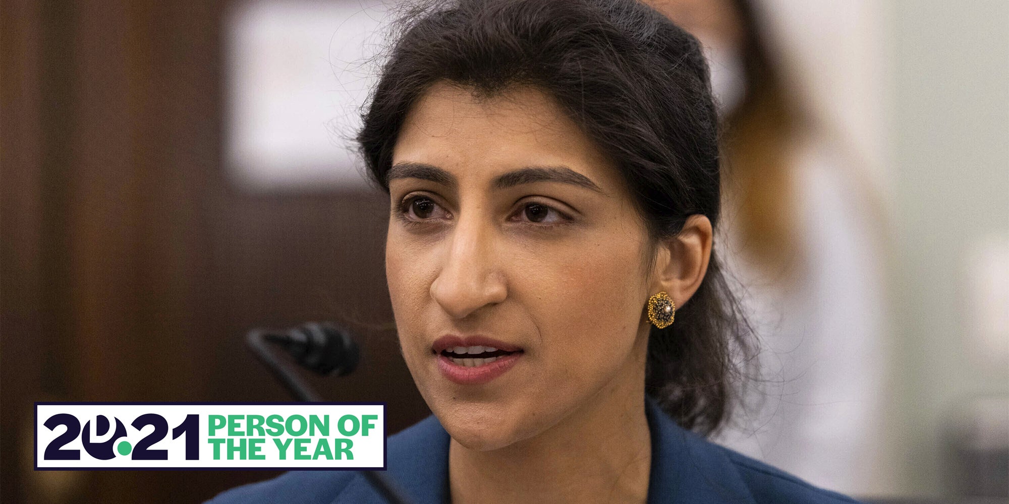 Lina Khan, nominee for Commissioner of the Federal Trade Commission (FTC), speaks during a Senate Committee on Commerce, Science, and Transportation confirmation hearing on Capitol Hill in Washington.