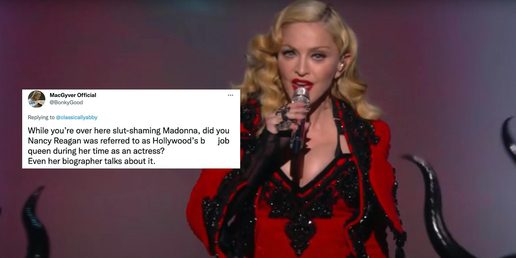 madonna at the 2015 grammys, tweet overlay