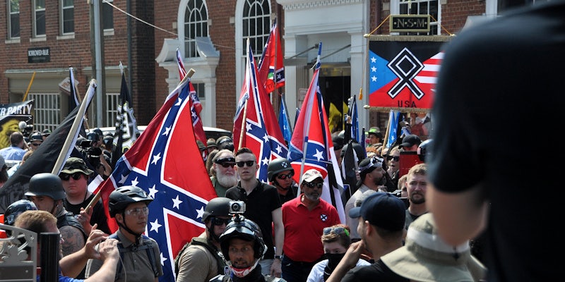 A protest with confederate flags.