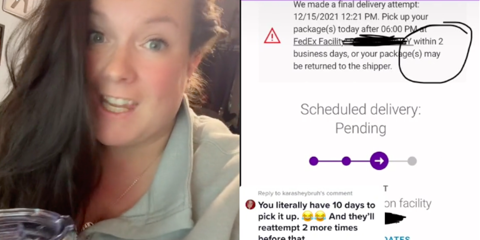 Woman explaining how her FedEx driver 'ding-dong ditched'