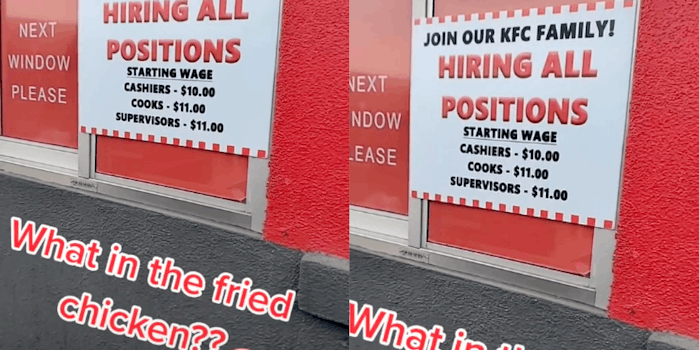 Sign with wages outside of KFC