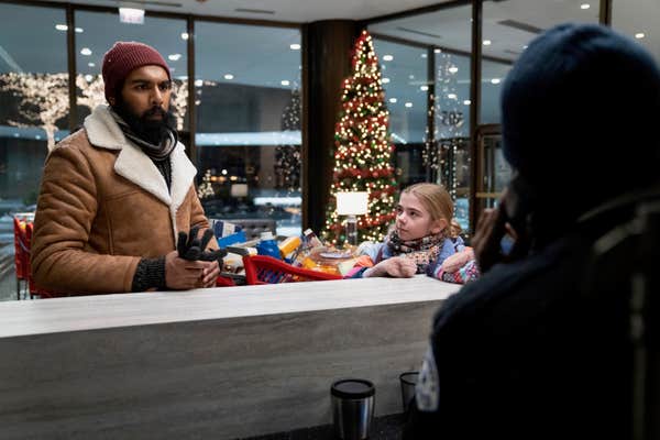 himesh patel (left) and matilda lawler (right) in station eleven