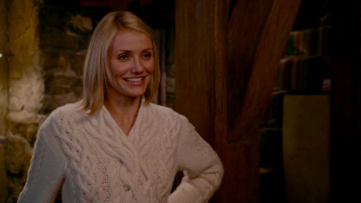 cameron diaz in an aran sweater in the holiday
