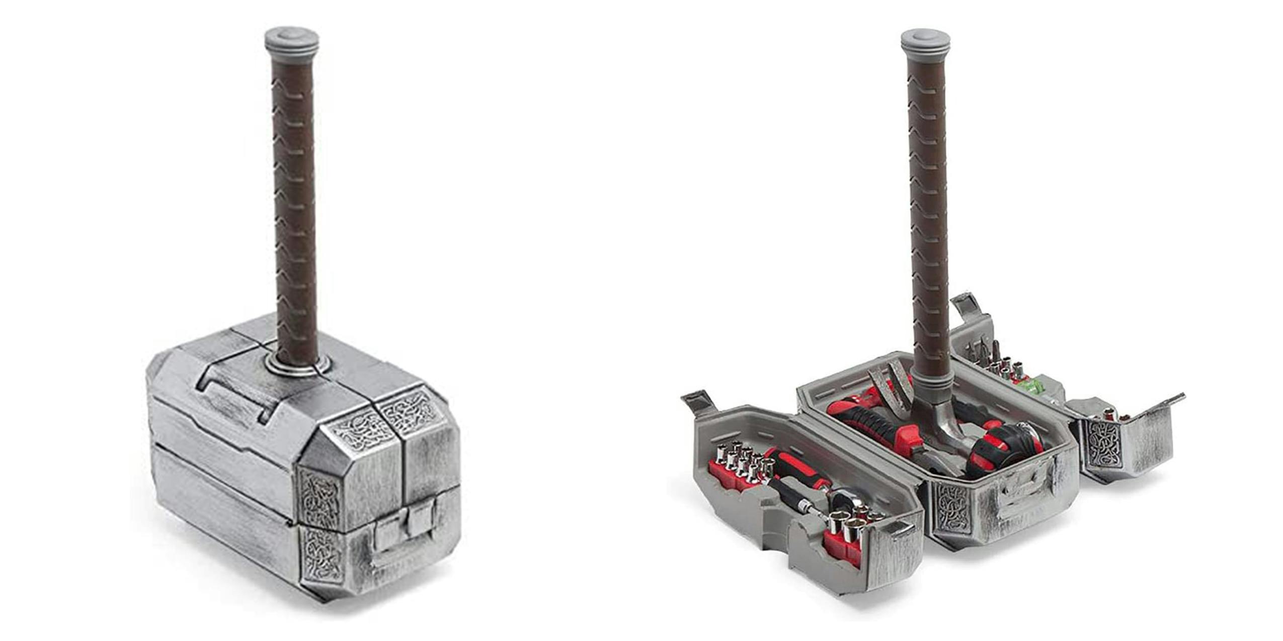 A Thor hammer tool set opened and closed.