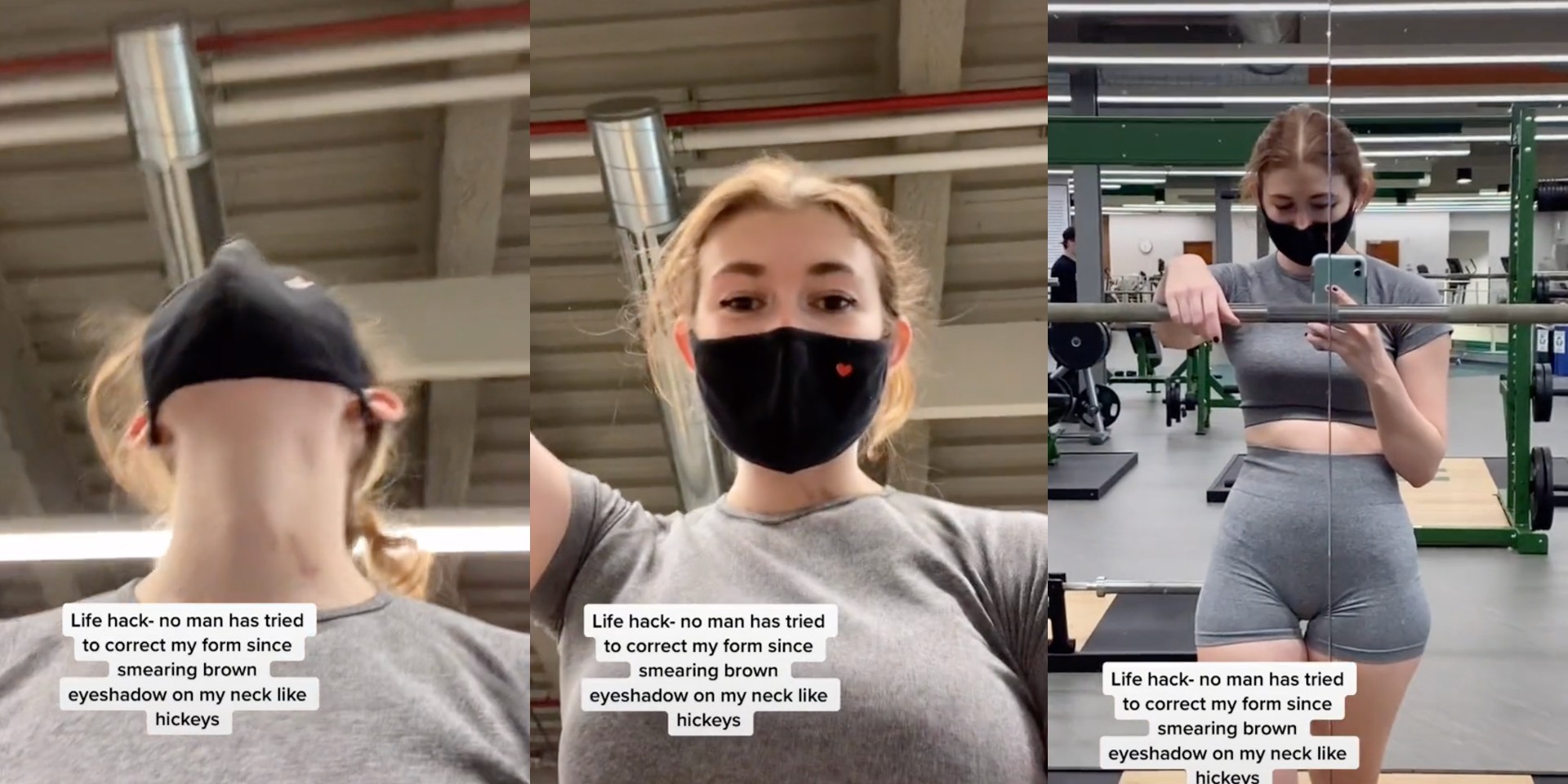 TikToker Uses Fake Hickeys To Keep Gym Creeps Away   Tiktok Gym Hack 