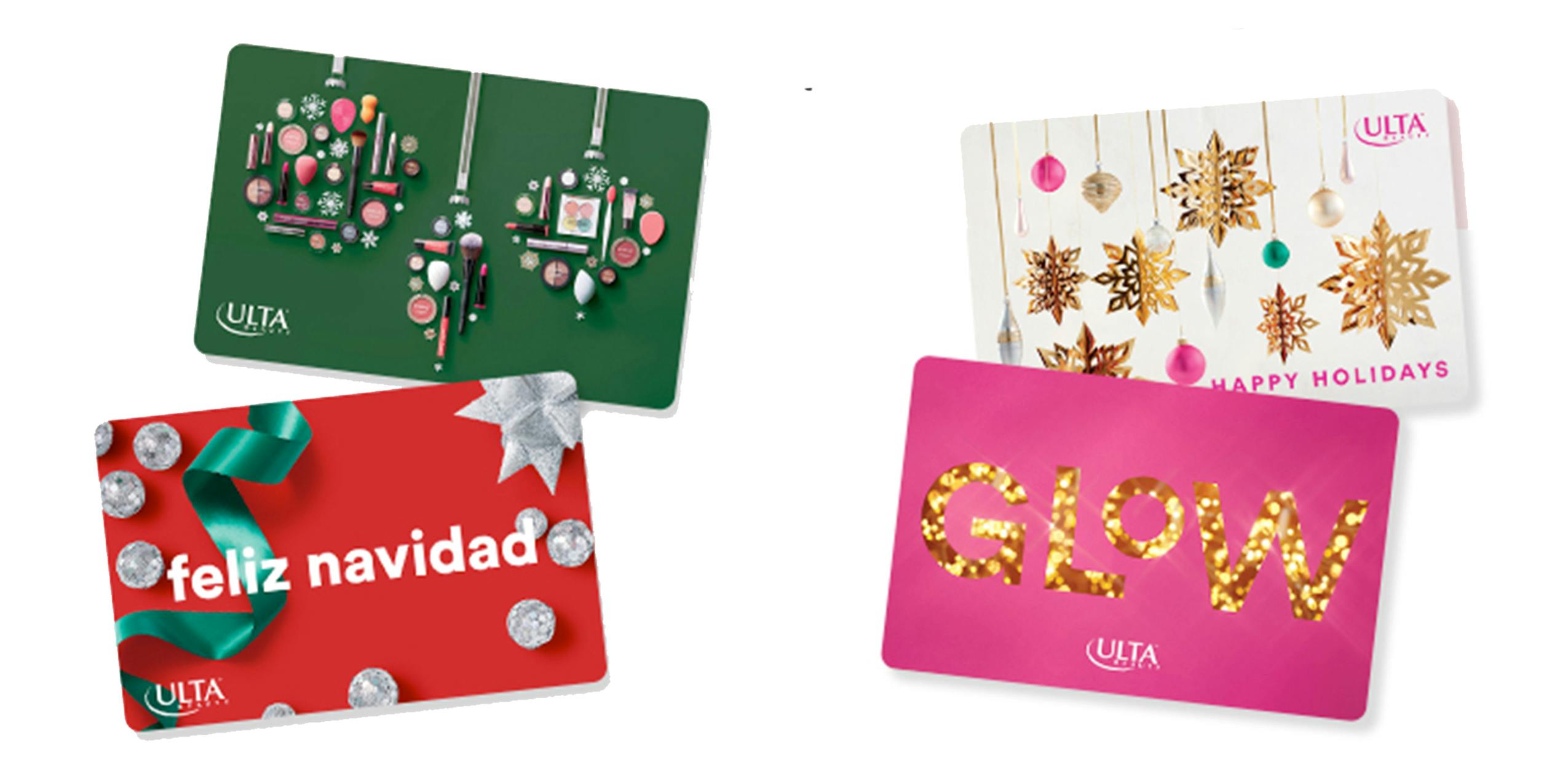 A selection of holiday Ulta gift cards.