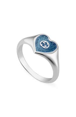 Extra Small Interlocking-G Blue Heart Ring