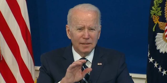 President Joe Biden giving a COVID-19 briefing on Thursday.