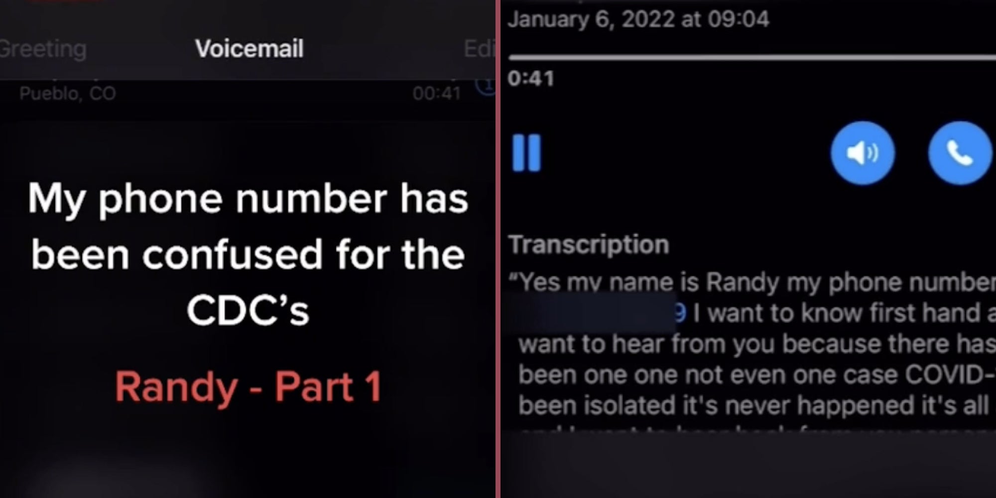 Man leaves a voicemail for the CDC to the wrong number.