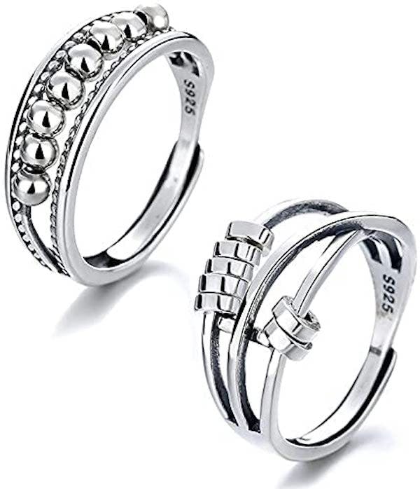 silver pair of fashion jewelry fidget rings