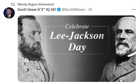 Republican Retweets Call To Celebrate Confederate Generals on MLK Day