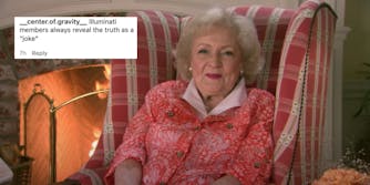 Deceased Hollywood comedian Betty White next to an Instagram comment