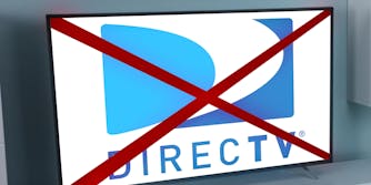a television screen that displays the DirectTv logo crossed out