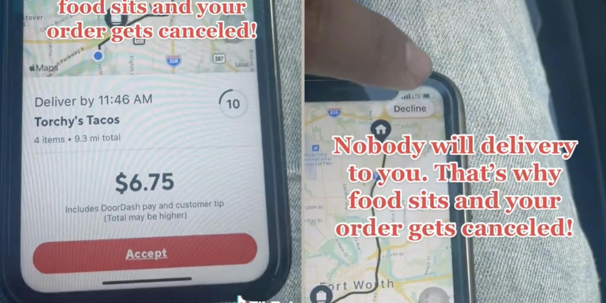 ‘That’s why food sits and your order gets canceled’: DoorDash driver declines low-paying order in viral TikTok, sparking debate