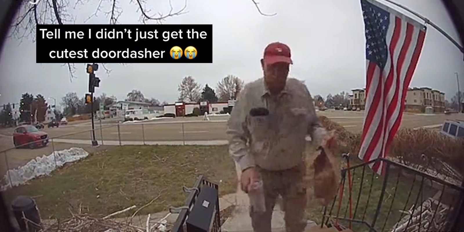 doordash employee delivers food with caption 'tell me i didn't just get the cutest doordasher'
