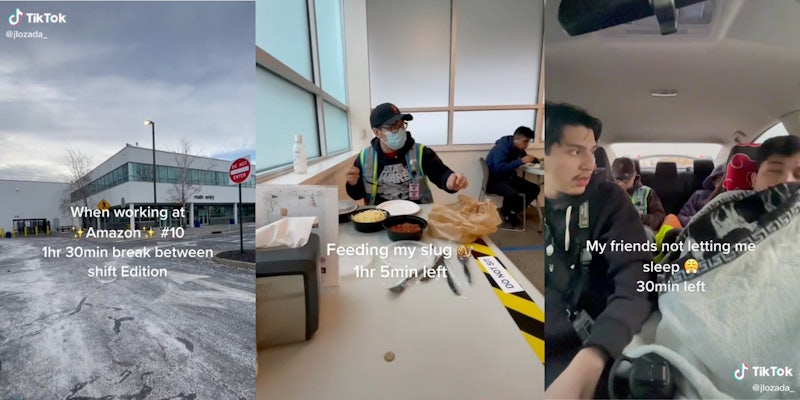 Images of an Amazon worker on TikTok