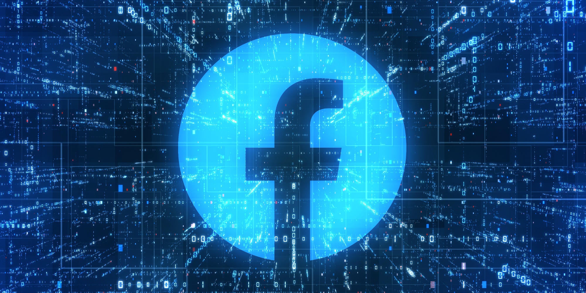 image of the facebook logo formed out of code