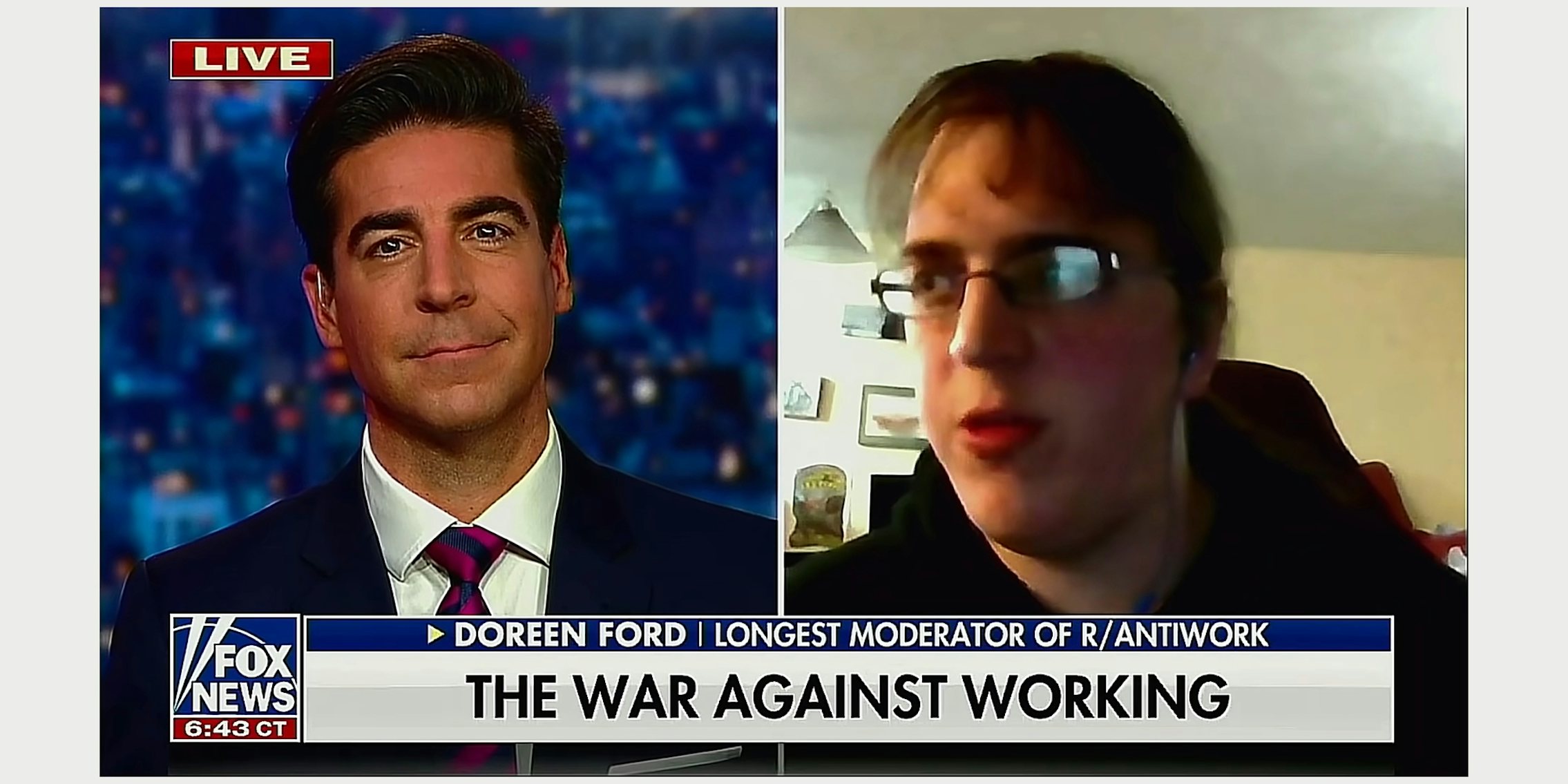 Doreen Ford, moderator of r/antiwork on Fox News with Jesse Watters