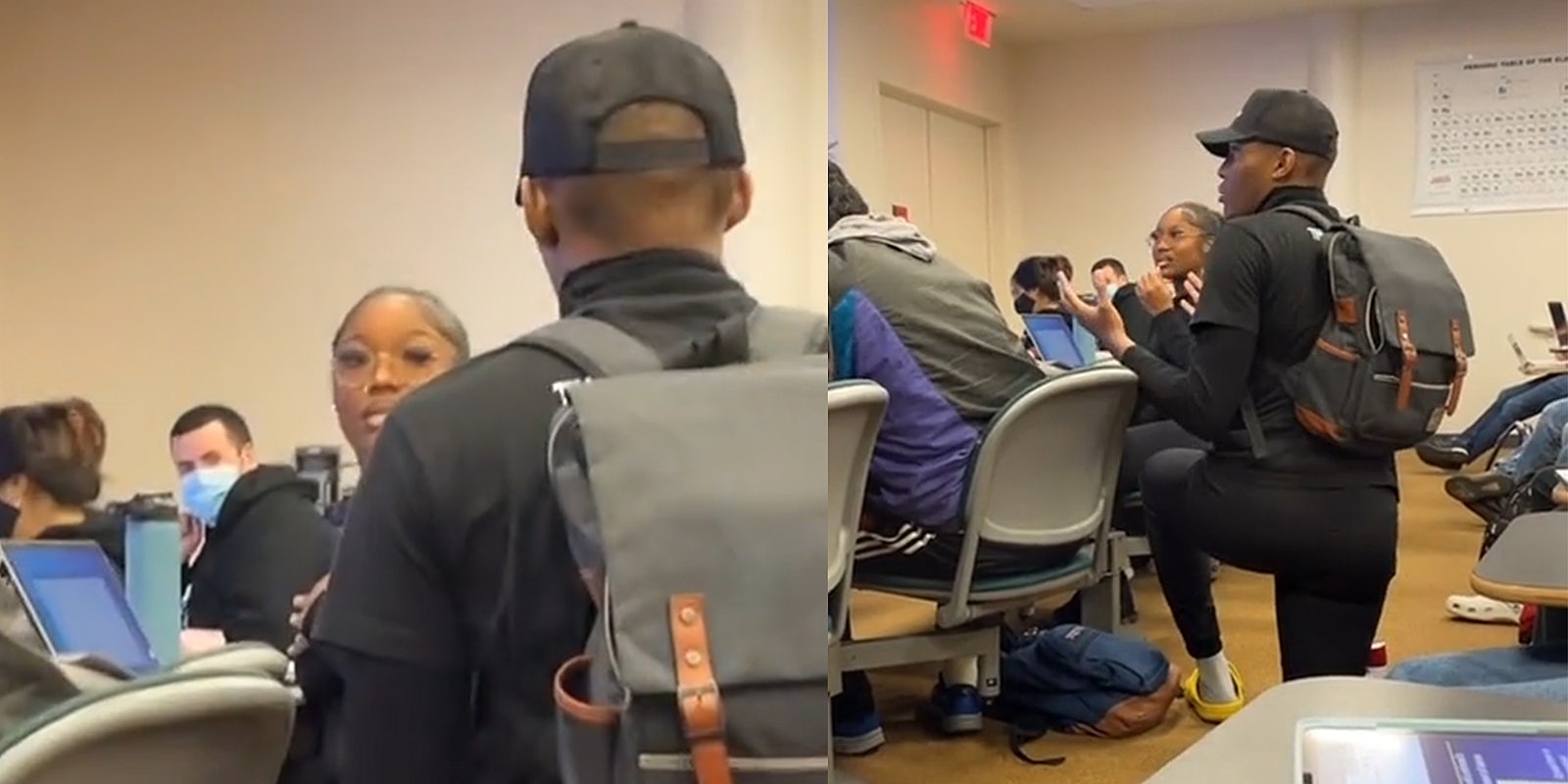 man attempts to ask woman to be his girlfriend in class, gets rejected