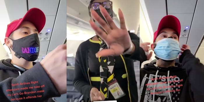 A TikTok video of a passenger and a flight attendant