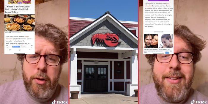 TikToker criticizes Red Lobster's sick leave policy.