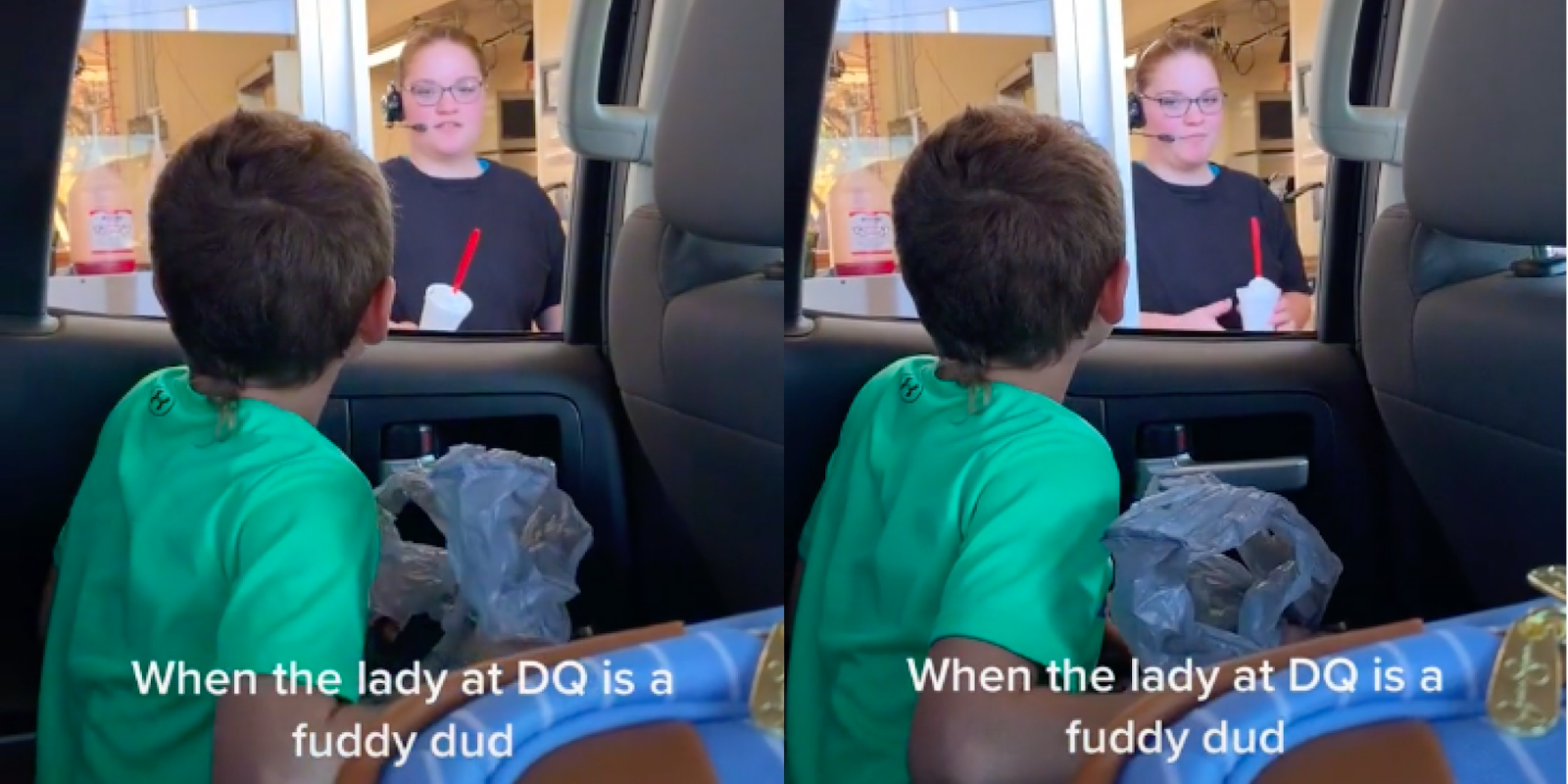 Kid talking to a drive-thru employee