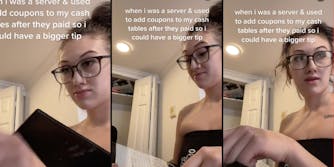 Former server says she used to add coupons to cash tables for bigger tips in viral TikTok.