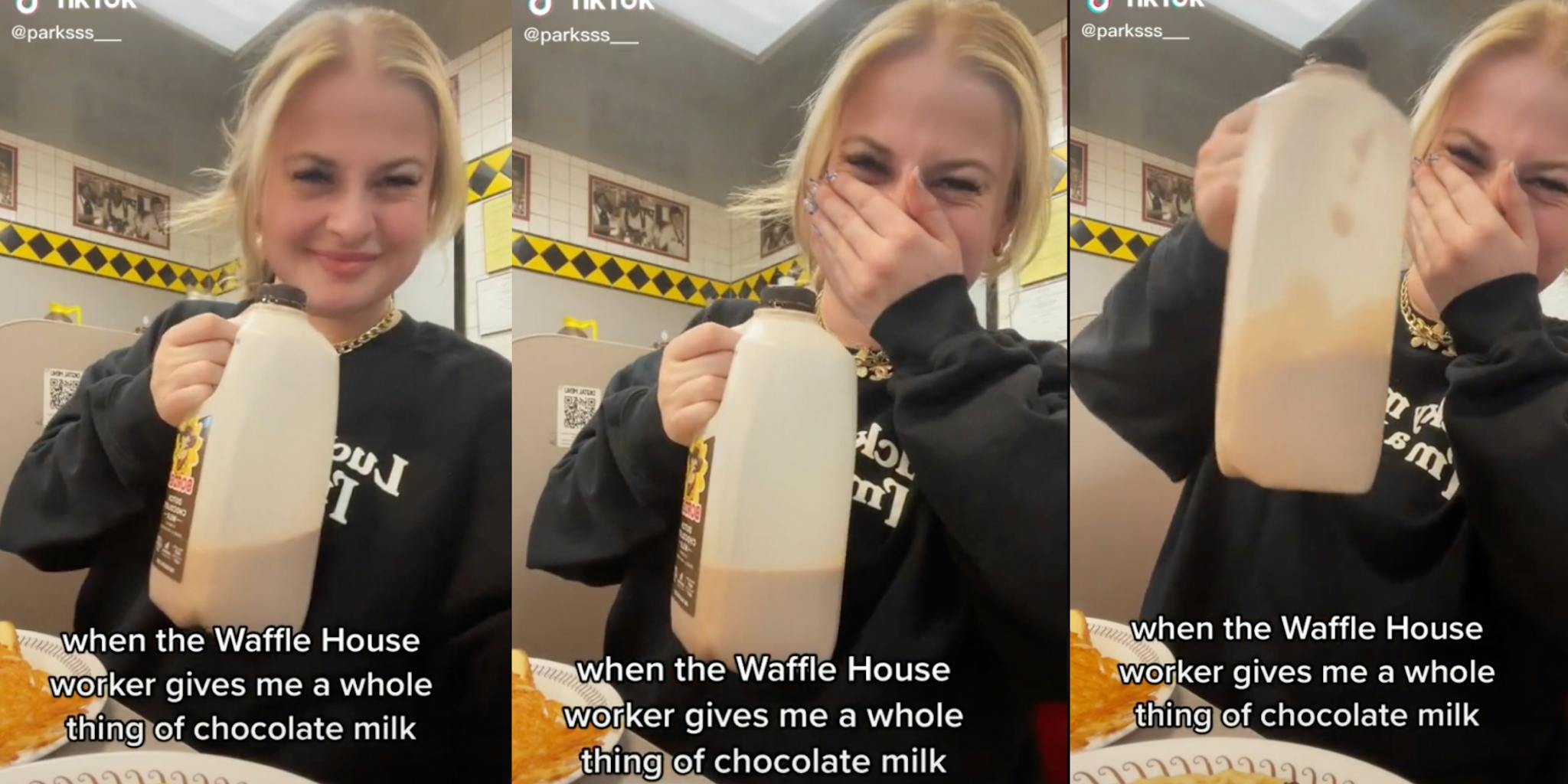 ‘That’s literally the best chocolate milk ever’: TikToker says Waffle House worker gave her whole jug of chocolate milk