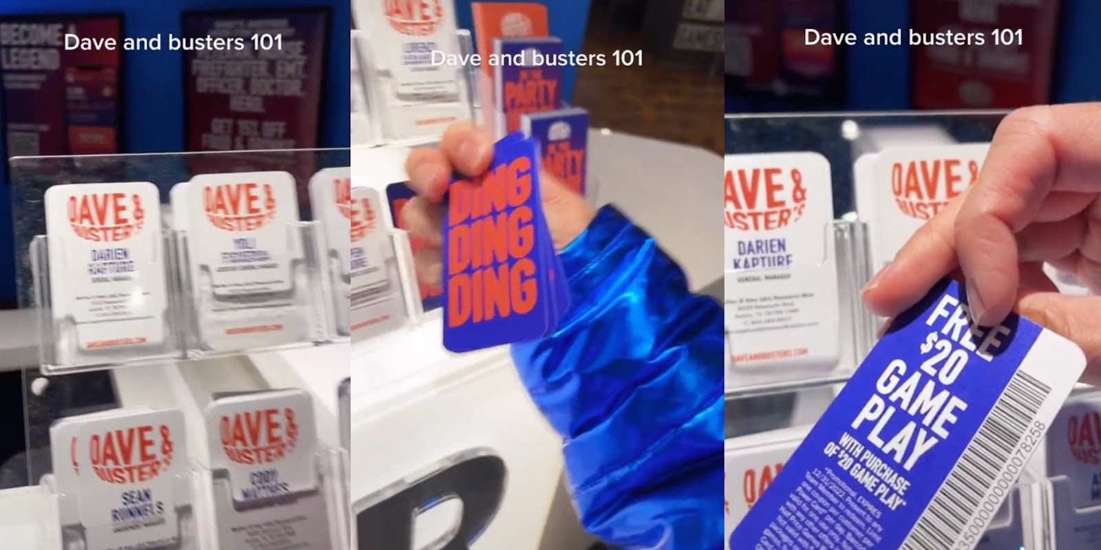 Dave & Busters business cards