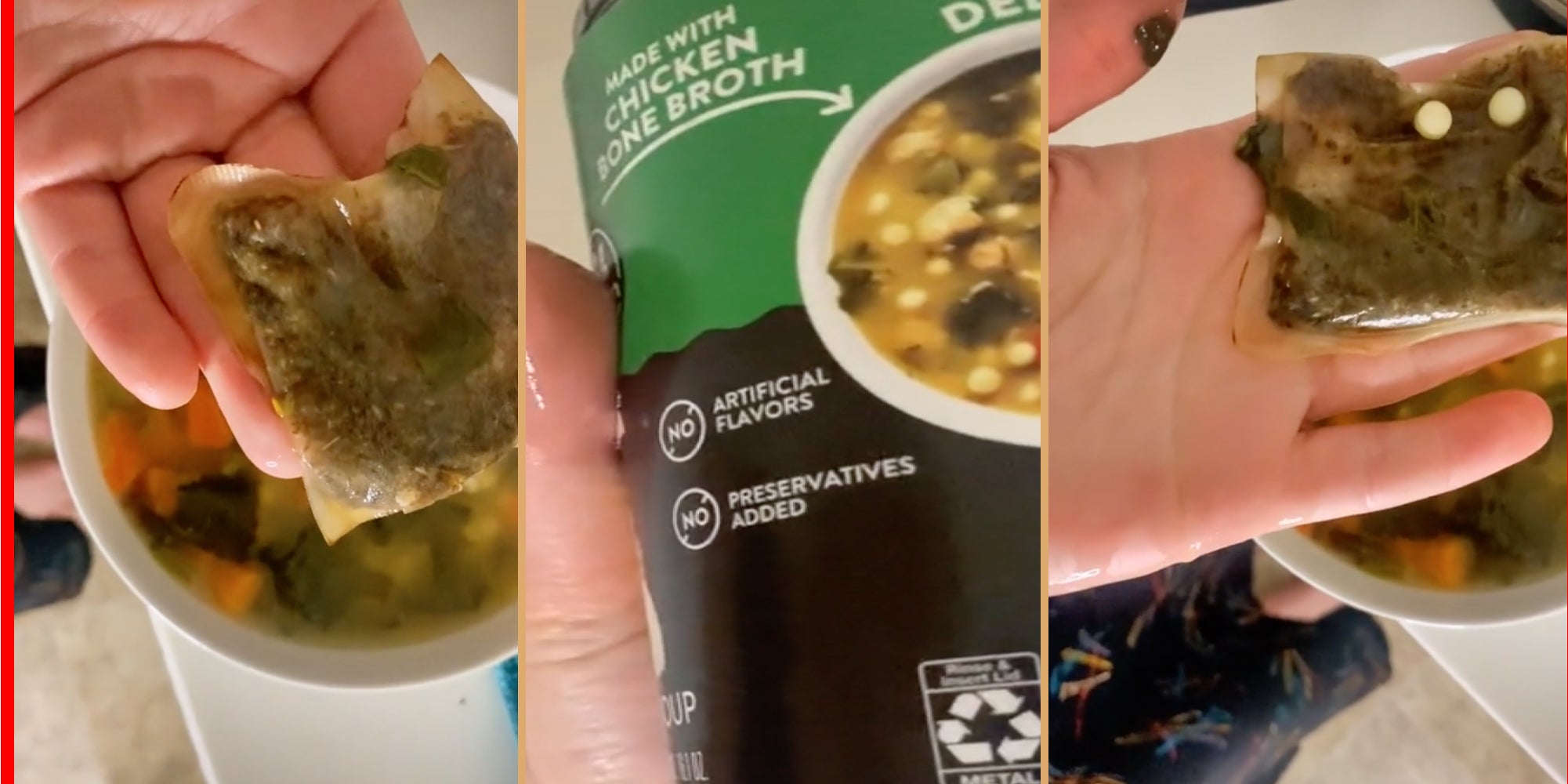 TikTokker holding campbell's soup can