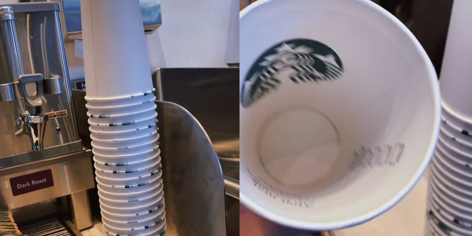 Inverted Starbucks to-go cups.