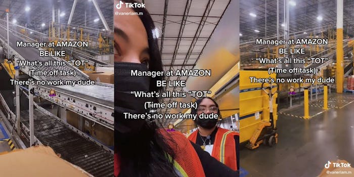 The inside of an Amazon warehouse