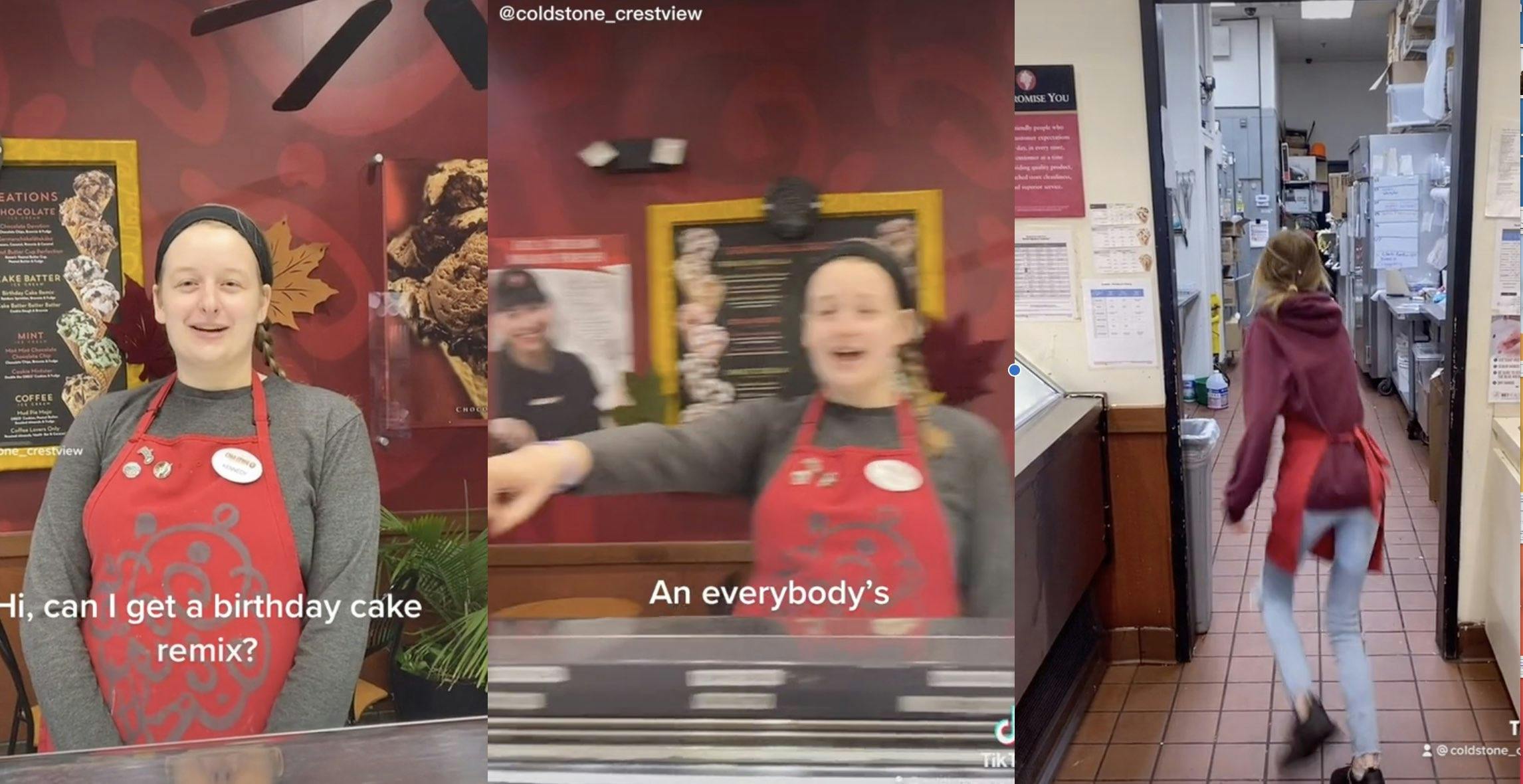 coldstone employees tiktok about the everyone size