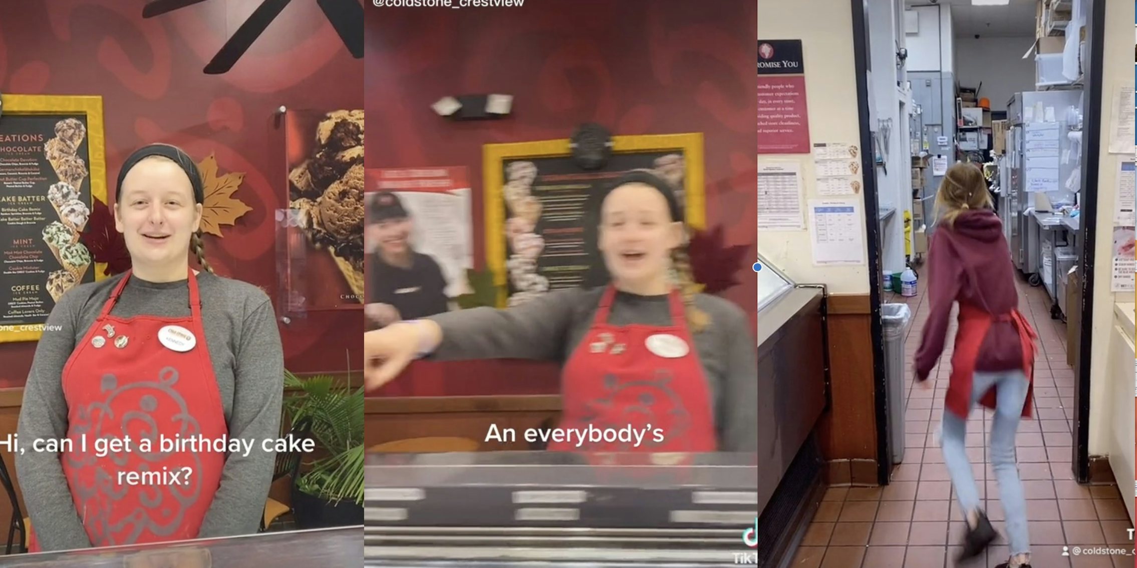 coldstone employees tiktok about the everyone size