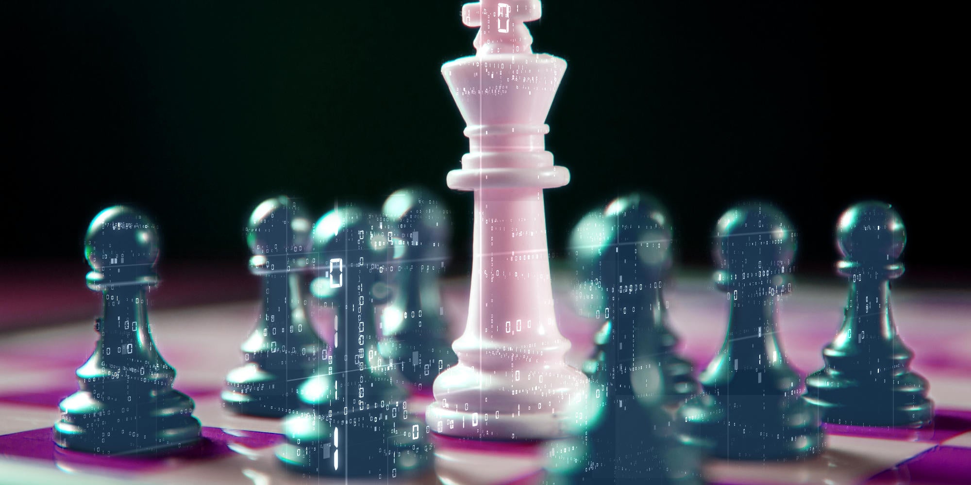 chess pawns overtaking the opposing king piece