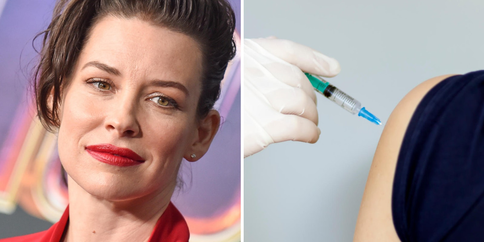 photo of evangeline lily (l) vaccination (r)