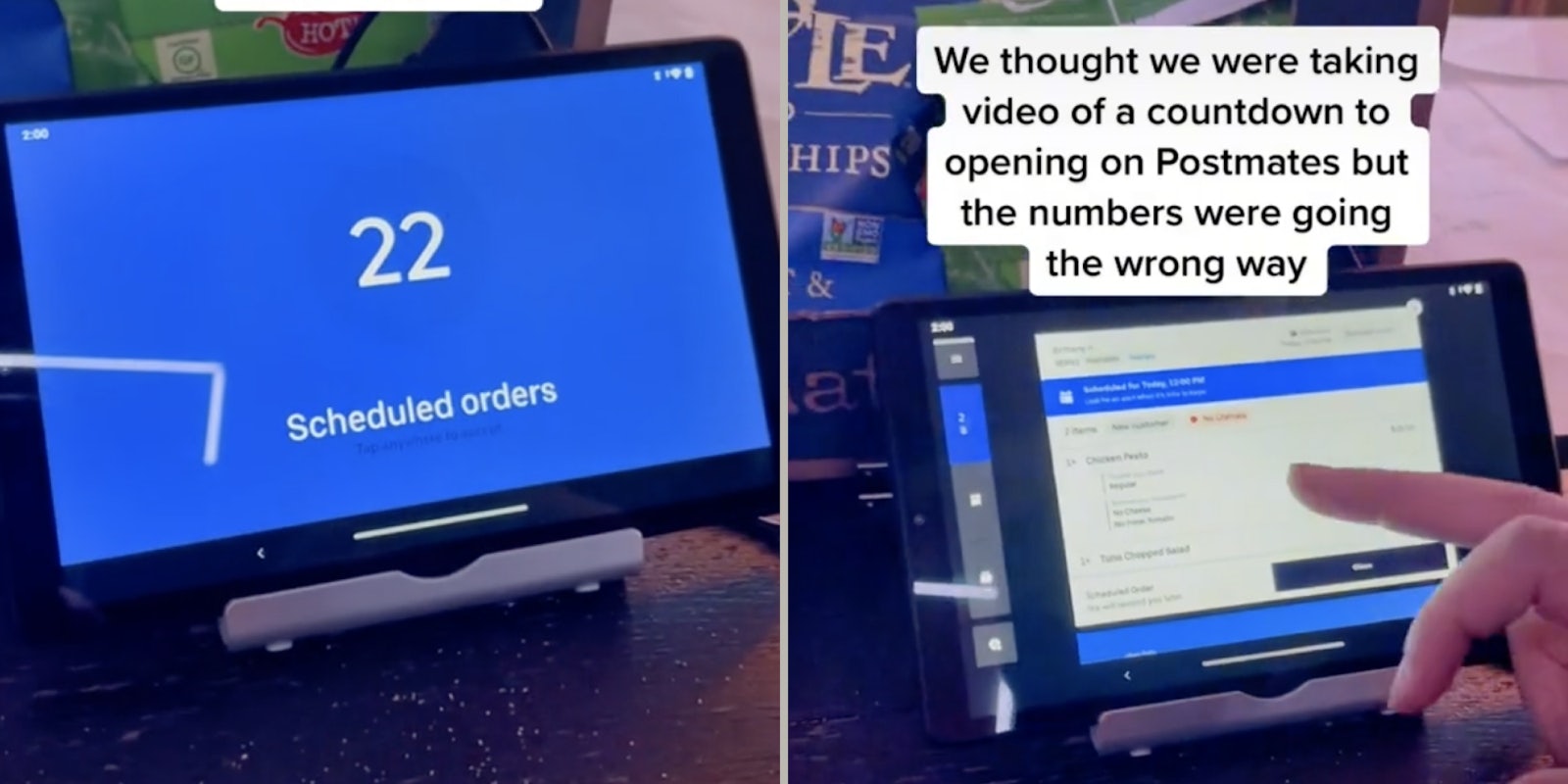 “We thought we were taking a video of a countdown to opening on Postmates but the numbers were going the wrong way.'