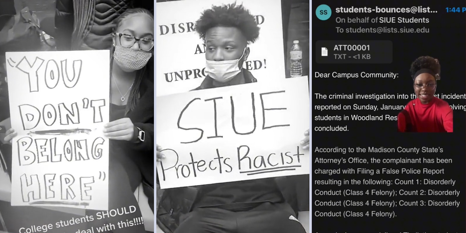 'You don't belong here,' 'SIUE Protects Racist'