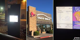 驾驶员 -  Thru屏幕（L）Taco Bell Restaurant（M），Taco Bell Drive-Thru订单总计$ 5,919（R）