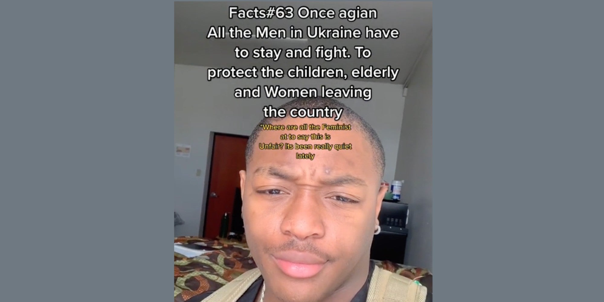 Man looking into camera.