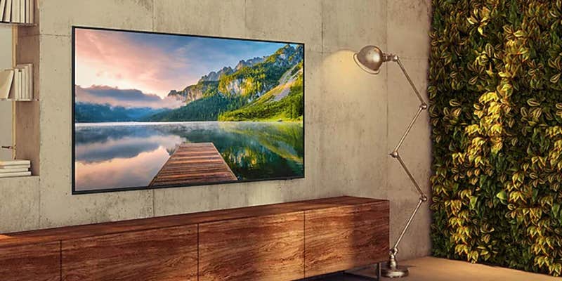 Samsung 65-inch Crystal UHD AU8000 Series mounted on a wall