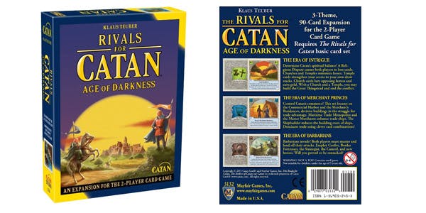 Rivals for Catan expansion pack Age of Darkness front and back of box