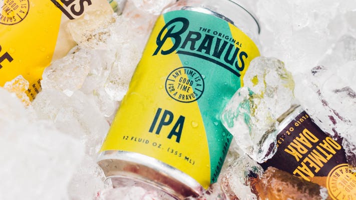 Cans of Bravus in ice