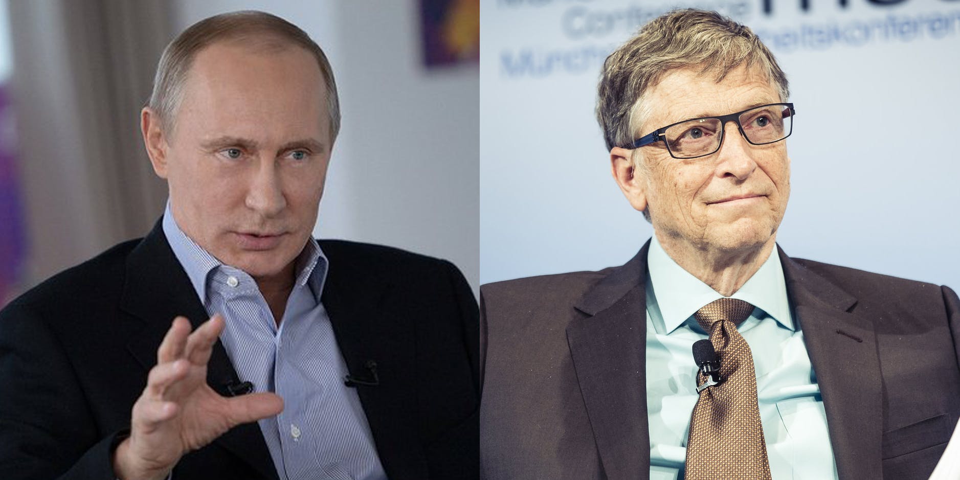 A side by side of Vladimir Putin and Bill Gates