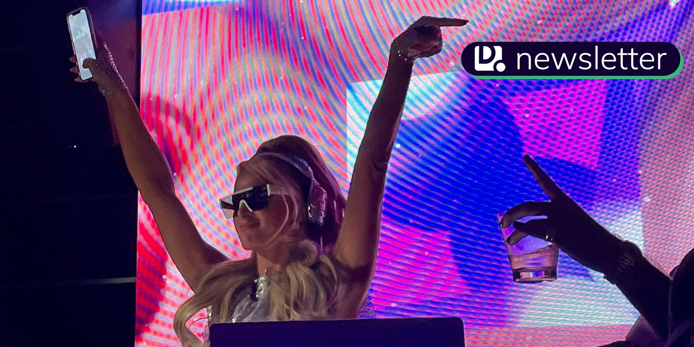 Paris Hilton at SXSW 2022. In the top right corner is the Daily Dot newsletter logo.