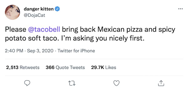 doja cat taco bell tweet